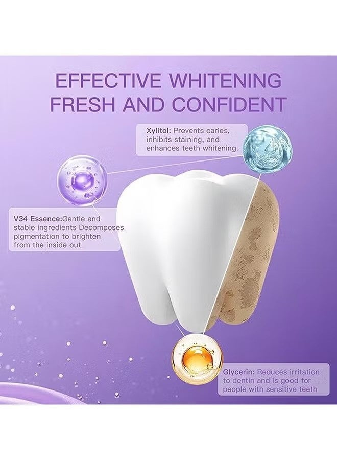 IVISMILE Purple Instant Whitening Strips, V34 Teeth Whitening Strips, Purple Tooth Whitening, Tooth Stain Treatment, Gum Care & Stain Removal, Removes Yellow Stains & Bad Breath, Combining Whitening And Colour Correction 14 Treatments - Image 2